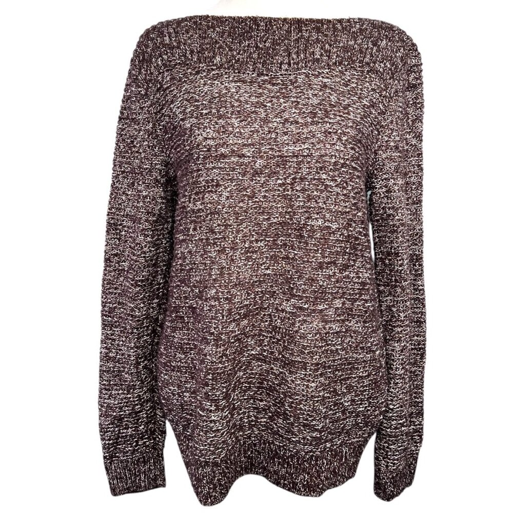 Croft Barrow Metallic Knit Sweater Brown Marled Pullover Medium